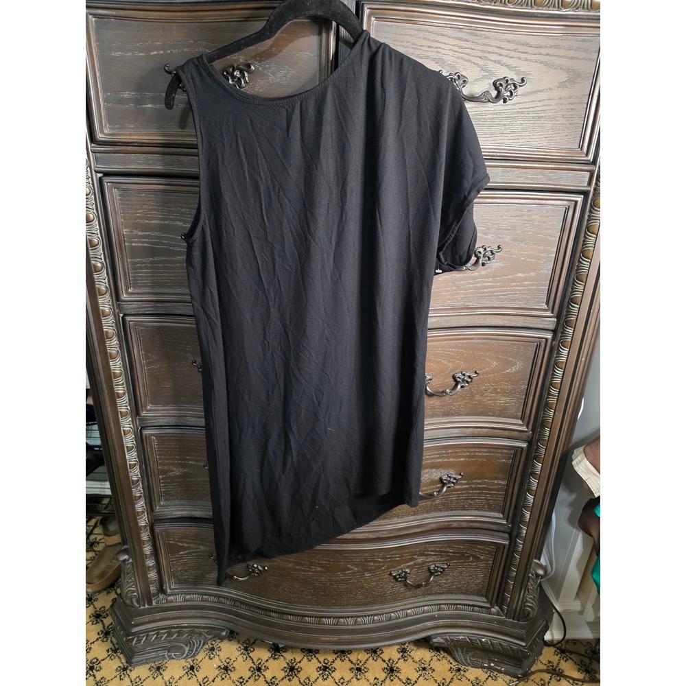 Bella Dahl Black Asymmetric One Shoulder Tunic Top Rayon XS B6959-533-302
